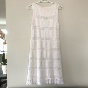 Kate Spade Fringe Sweater Dress Fresh White